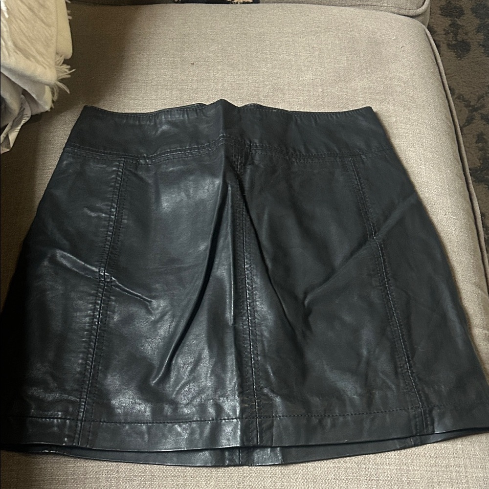 Free People Black Vegan Leather Mini Skirt